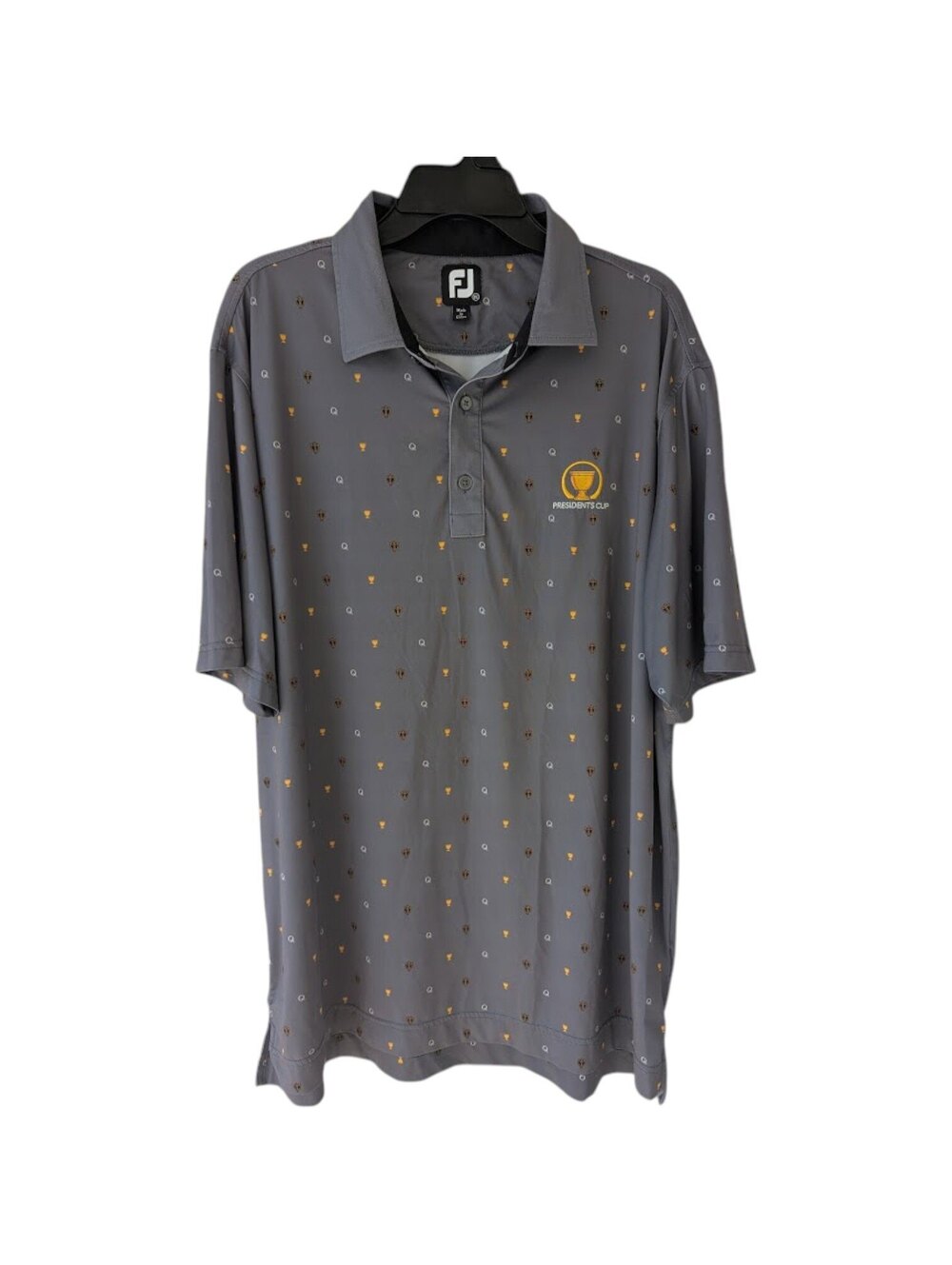 FootJoy Presidents Cup Golf Polo Shirt XL Gray Trophy AOP PGA Performance Summer